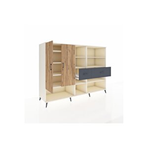 Kronos Dolap 10 Raflı 2 Çekmeceli 2 Kapaklı 220x59x163 Aytaşı-çam/antrasit