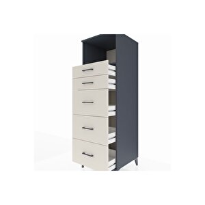 Kronos Dolap Tek Raflı 5 Çekmeceli 60x59x182 Antrasit-aytaşı