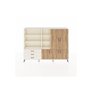 Arges Dolap 11 Raflı 3 Çekmeceli 5 Kapaklı 220x30x163 Aytaşı-çam/aytaşı