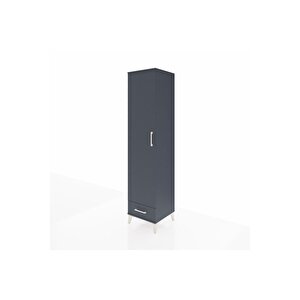 Hyperion Dolap 5 Raflı Tek Çekmeceli Tek Kapaklı 44x44x195 Antrasit-antrasit