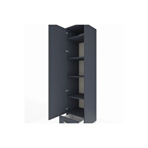Hyperion Dolap 5 Raflı Tek Çekmeceli Tek Kapaklı 44x44x195 Antrasit-antrasit