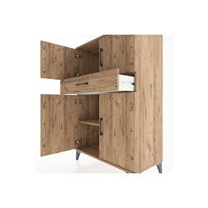Hyperion Dolap 2 Raflı Tek Çekmeceli 4 Kapaklı 88x44x134 Çam-çam