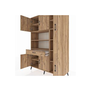 Hyperion Gardrop 10 Raflı Tek Çekmeceli 6 Kapaklı 132x44x195 Çam-çam