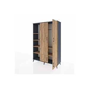 Hyperion Gardrop 6 Raflı 4 Kapaklı Tek Askılı 132x44x195 Antrasit-çam