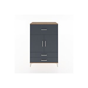 Hyperion Dolap 2 Raflı 3 Çekmeceli 2 Kapaklı 88x44x134 Çam-antrasit