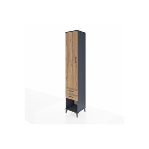 Hyperion Dolap 3 Raflı 2 Çekmeceli Tek Askılı 44x44x243 Antrasit-çam