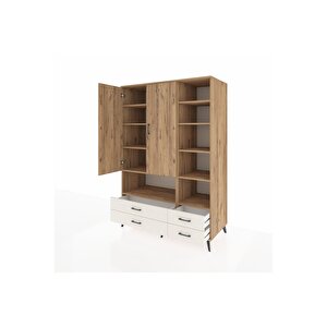 Kronos Dolap 10 Raflı 4 Çekmeceli 2 Kapaklı 132x59x195 Çam-çam/aytaşı