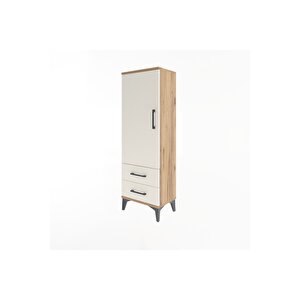 Arges Dolap 3 Raflı 2 Çekmeceli Tek Kapaklı 44x30x134 Çam-aytaşı
