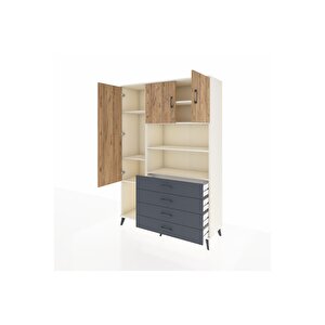 Hyperion Dolap 7 Raflı 4 Çekmeceli 3 Kapaklı 132x44x195 Aytaşı-çam/antrasit