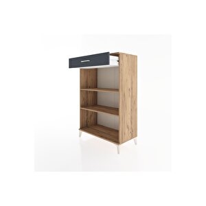 Hyperion Dolap 2 Raflı Tek Çekmeceli 88x44x134 Çam-antrasit