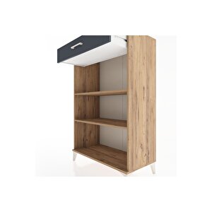 Hyperion Dolap 2 Raflı Tek Çekmeceli 88x44x134 Çam-antrasit