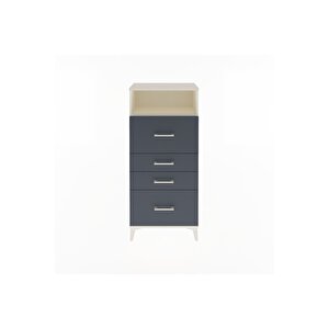 Arges Dolap Tek Raflı 4 Çekmeceli 60x30x134 Aytaşı-antrasit