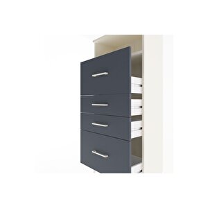Arges Dolap Tek Raflı 4 Çekmeceli 60x30x134 Aytaşı-antrasit