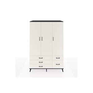 Kronos Dolap 5 Raflı 5 Çekmeceli Tek Askılı 132x59x195 Antrasit-aytaşı/aytaşı