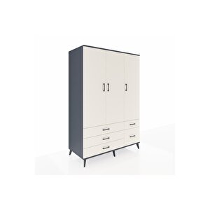 Kronos Dolap 5 Raflı 5 Çekmeceli Tek Askılı 132x59x195 Antrasit-aytaşı/aytaşı