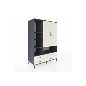 Kronos Dolap 8 Raflı 4 Çekmeceli 2 Kapaklı 132x59x195 Antrasit-aytaşı/aytaşı