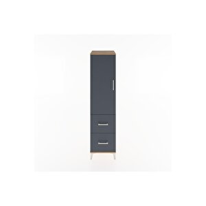 Hyperion Dolap 3 Raflı 2 Çekmeceli Tek Kapaklı 44x44x182 Çam-antrasit