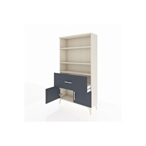 Arges Dolap 3 Raflı Tek Çekmeceli 2 Kapaklı 88x30x163 Aytaşı-antrasit