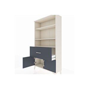 Arges Dolap 3 Raflı Tek Çekmeceli 2 Kapaklı 88x30x163 Aytaşı-antrasit