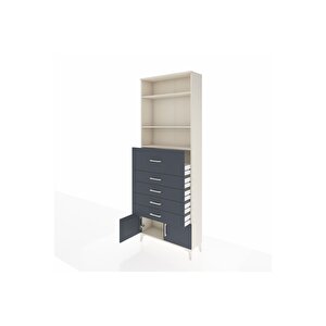 Arges Dolap 3 Raflı 5 Çekmeceli 2 Kapaklı 88x30x243 Aytaşı-antrasit