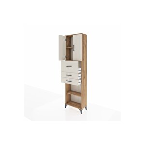 Arges Dolap 3 Raflı 3 Çekmeceli 2 Kapaklı 60x30x221 Çam-aytaşı
