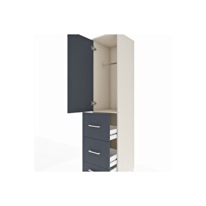 Hyperion Dolap Tek Raflı 3 Çekmeceli Tek Askılı 44x44x195 Aytaşı-antrasit