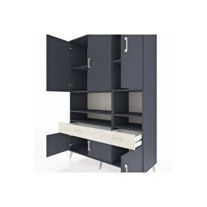 Hyperion Dolap 8 Raflı 2 Çekmeceli 6 Kapaklı 132x44x195 Antrasit-antrasit/aytaşı