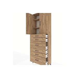 Arges Dolap 3 Raflı 6 Çekmeceli 2 Kapaklı 88x30x243 Çam-çam