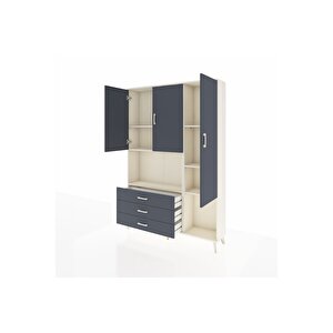 Arges Gardrop 6 Raflı 3 Çekmeceli 3 Kapaklı 132x30x195 Aytaşı-antrasit