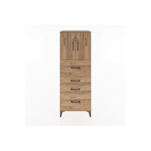 Hyperion Dolap 2 Raflı 4 Çekmeceli 2 Kapaklı 60x44x163 Çam-çam