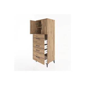 Hyperion Dolap 2 Raflı 4 Çekmeceli 2 Kapaklı 60x44x163 Çam-çam