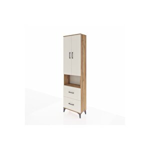 Arges Dolap 4 Raflı 2 Çekmeceli 2 Kapaklı 60x30x221 Çam-aytaşı