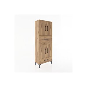 Arges Dolap 4 Raflı 2 Çekmeceli 4 Kapaklı 60x30x163 Çam-çam