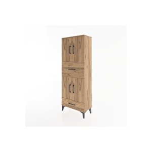Arges Dolap 4 Raflı 2 Çekmeceli 4 Kapaklı 60x30x163 Çam-çam