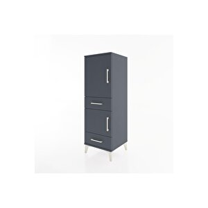 Hyperion Dolap 3 Raflı 2 Çekmeceli 2 Kapaklı 44x44x134 Antrasit-antrasit