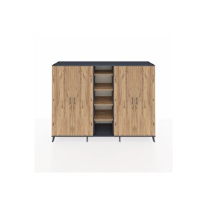 Hyperion Dolap 12 Raflı 4 Kapaklı 220x44x163 Antrasit-çam