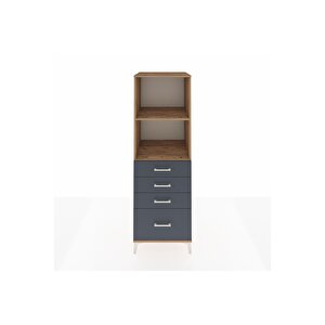 Kronos Dolap 2 Raflı 4 Çekmeceli 60x59x182 Çam-antrasit