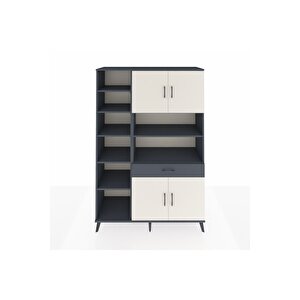 Hyperion Dolap 10 Raflı Tek Çekmeceli 4 Kapaklı 132x44x195 Antrasit-aytaşı/antrasit