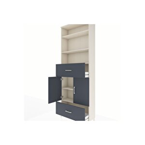 Arges Dolap 5 Raflı 2 Çekmeceli 2 Kapaklı 88x30x243 Aytaşı-antrasit