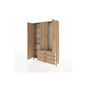 Arges Gardrop 6 Raflı 3 Çekmeceli Tek Askılı 132x30x195 Çam-çam