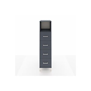 Kronos Dolap Tek Raflı 4 Çekmeceli 44x59x182 Antrasit-antrasit