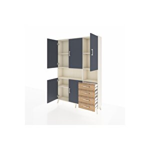 Arges Dolap 7 Raflı 4 Çekmeceli 5 Kapaklı 132x30x195 Aytaşı-antrasit/çam