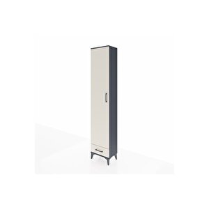 Arges Dolap 3 Raflı Tek Çekmeceli Tek Askılı 44x30x221 Antrasit-aytaşı