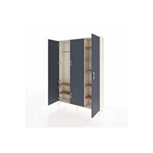 Arges Dolap 7 Raflı 5 Kapaklı Tek Askılı 132x30x195 Aytaşı-antrasit/çam