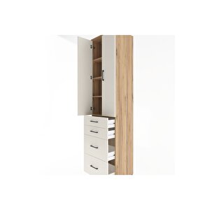 Hyperion Dolap 4 Raflı 4 Çekmeceli 2 Kapaklı 60x44x243 Çam-aytaşı