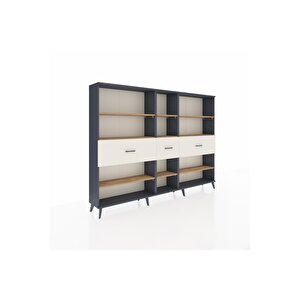 Arges Dolap 9 Raflı 3 Çekmeceli  220x30x163 Antrasit-çam/aytaşı