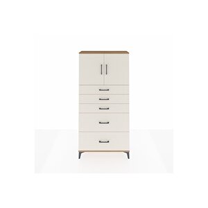 Arges Dolap 2 Raflı 5 Çekmeceli 2 Kapaklı 88x30x182 Çam-aytaşı