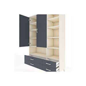 Hyperion Gardrop 10 Raflı 4 Çekmeceli 2 Kapaklı 132x44x195 Aytaşı-antrasit