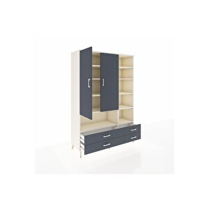 Hyperion Gardrop 10 Raflı 4 Çekmeceli 2 Kapaklı 132x44x195 Aytaşı-antrasit