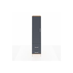 Hyperion Dolap 2 Raflı 2 Çekmeceli Tek Askılı 44x44x195 Çam-antrasit